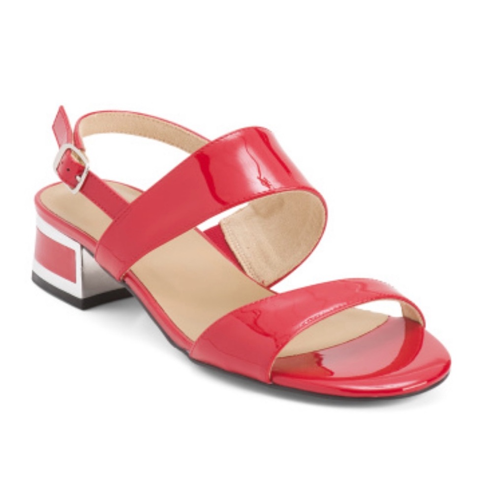 NEW - Vaneli Leather Hilary Asymmetrical Strap Sandals - Red Size 9